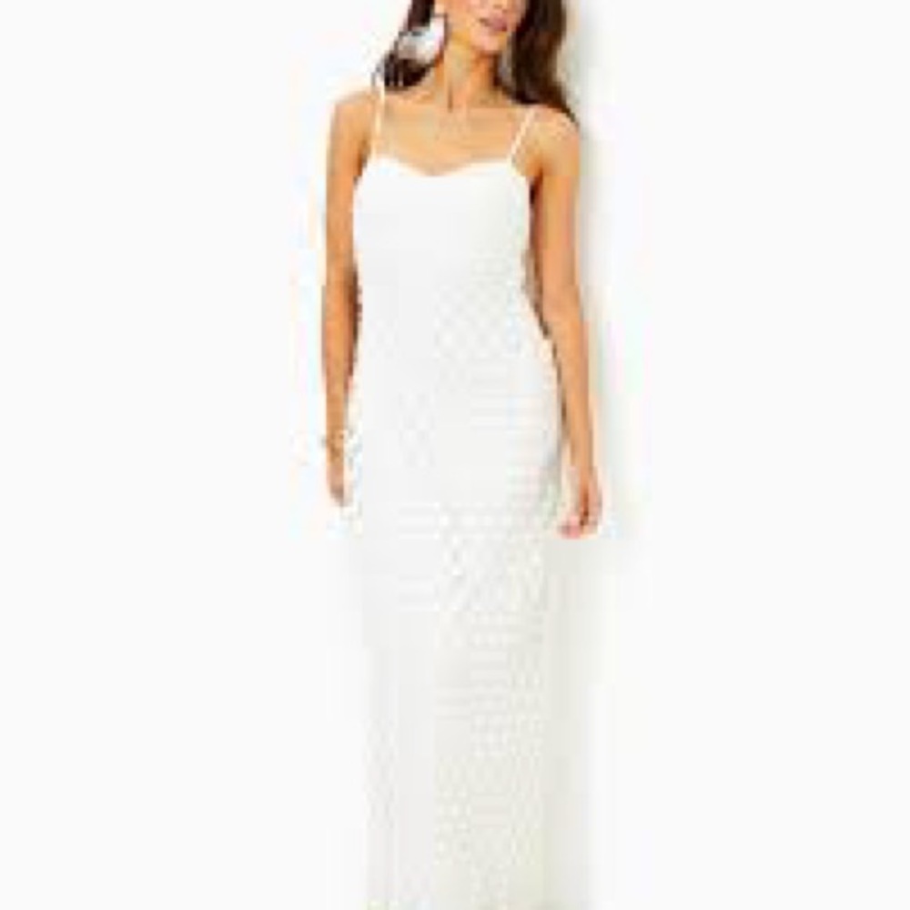 Elegant White Lace Maxi Dress